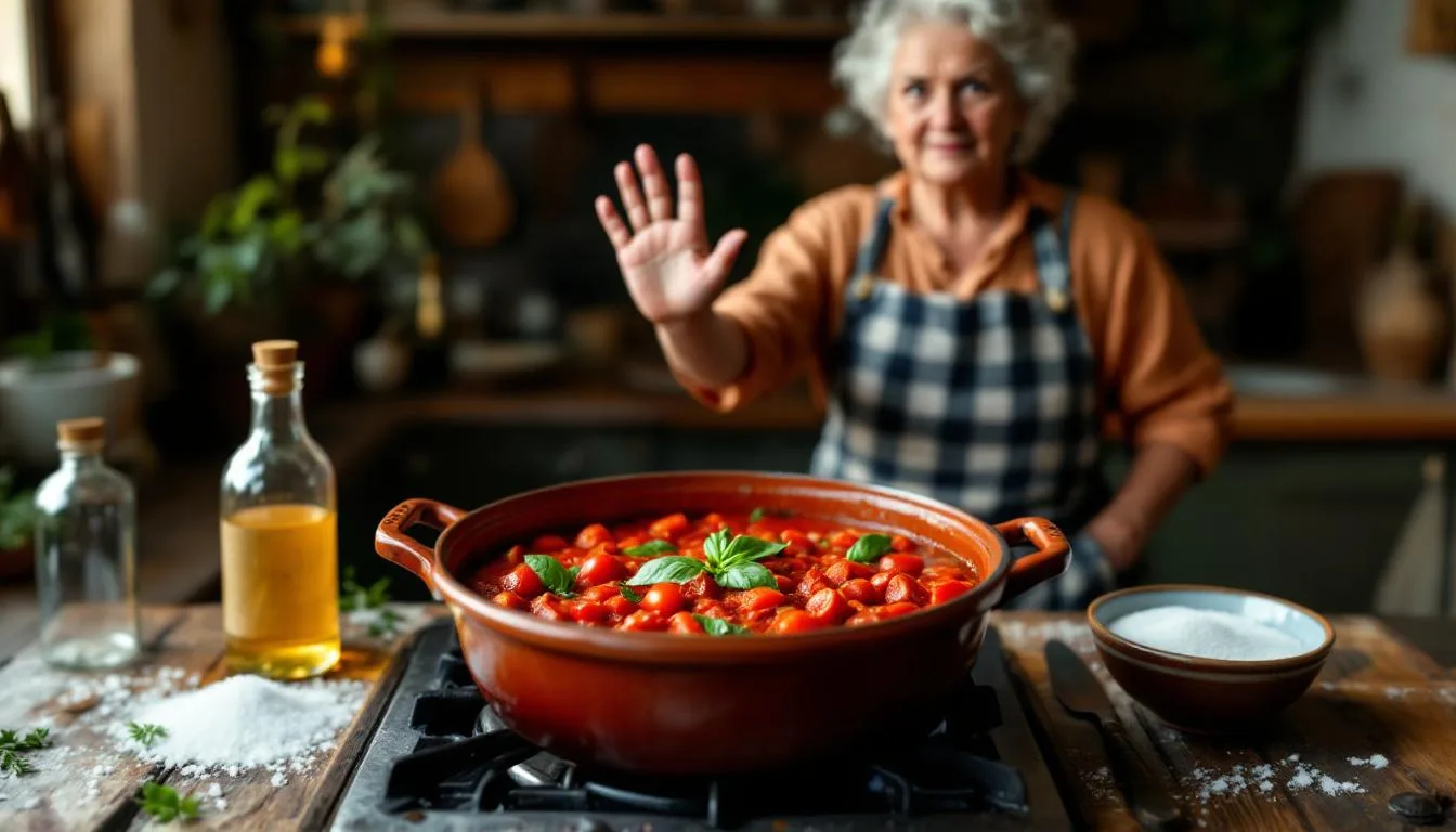 eine italienische nonna erklärt, warum essig und zucker deine tomatensauce verderben und wie du sie stattdessen perfekt zubereitest.
