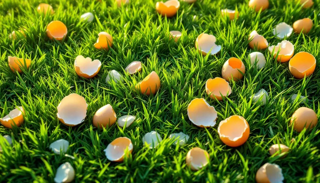 gärtner werden eingeladen, in diesem winter eierschalen auf dem rasen zu verteilen, um den boden zu verbessern und das wachstum zu fördern.